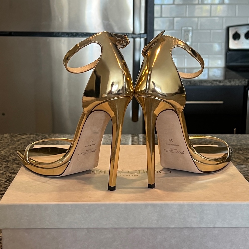 Jimmy Choo Metallic Gold Heels